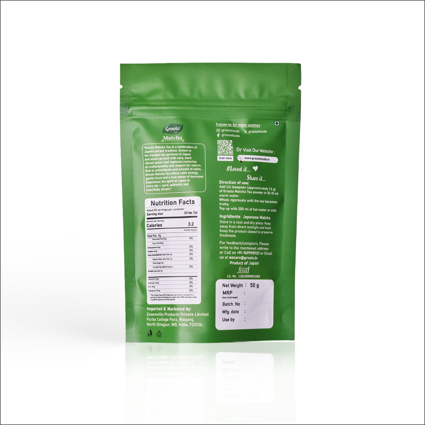 Pure Japanese Matcha Tea Powder| 50g | Sourced from Shizuoka, Japan